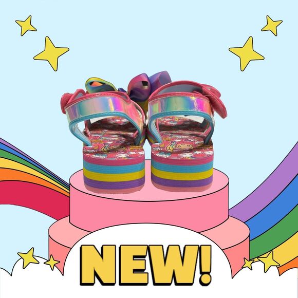 NEW Nickelodeon Jojo Siwa Girls Size 6 Rainbow Unicorn Big Bow Sandals - Picture 2 of 10